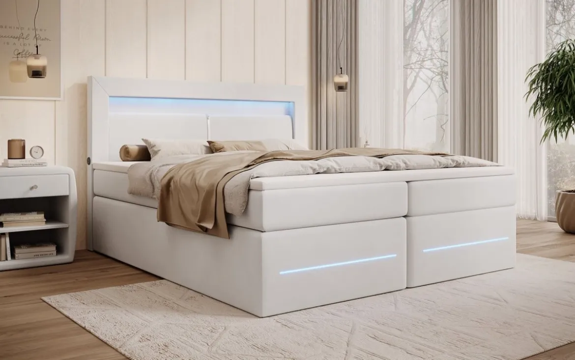 Boxspringbett Minera mit LED, USB und Stauraum
