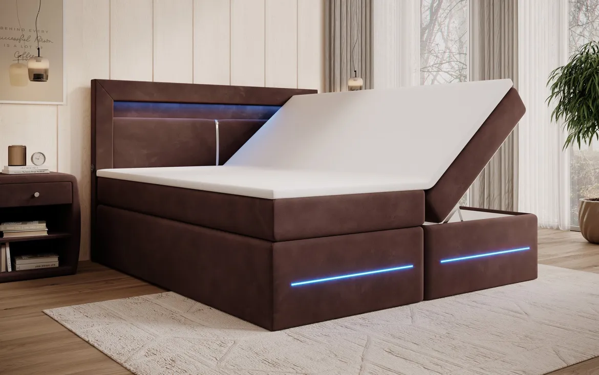 Boxspringbett Minera mit LED, USB und Stauraum