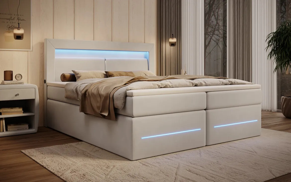 Boxspringbett Minera mit LED, USB und Stauraum