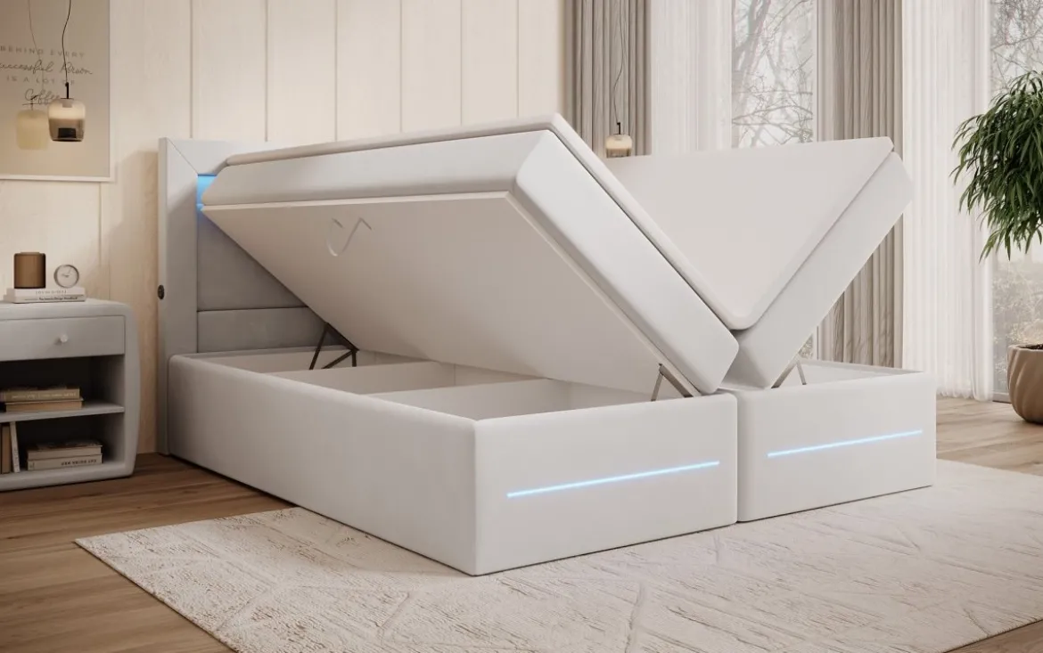 Boxspringbett Minera mit LED, USB und Stauraum