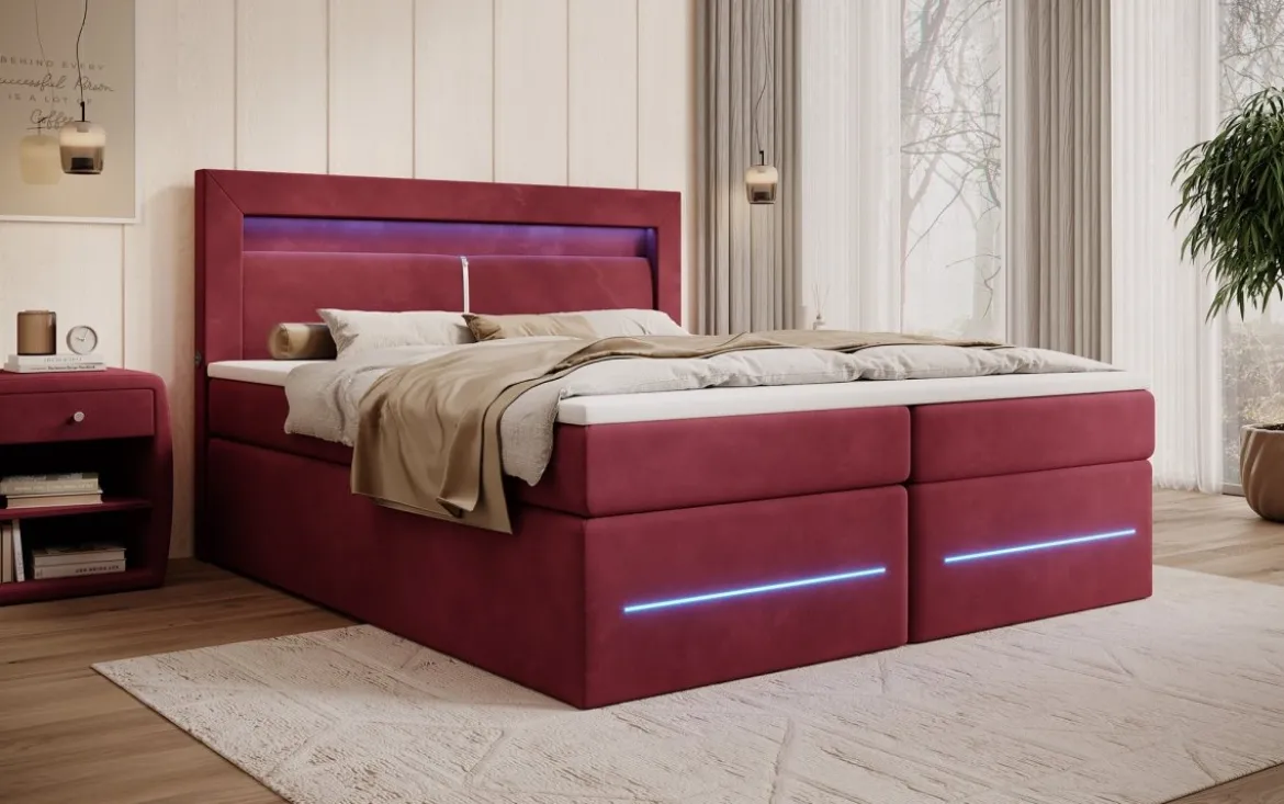 Boxspringbett Minera mit LED, USB und Stauraum
