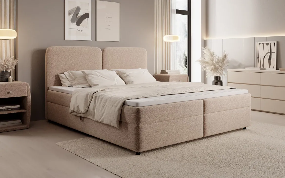 Boxspringbett Mira in Strukturstoff mit Stauraum