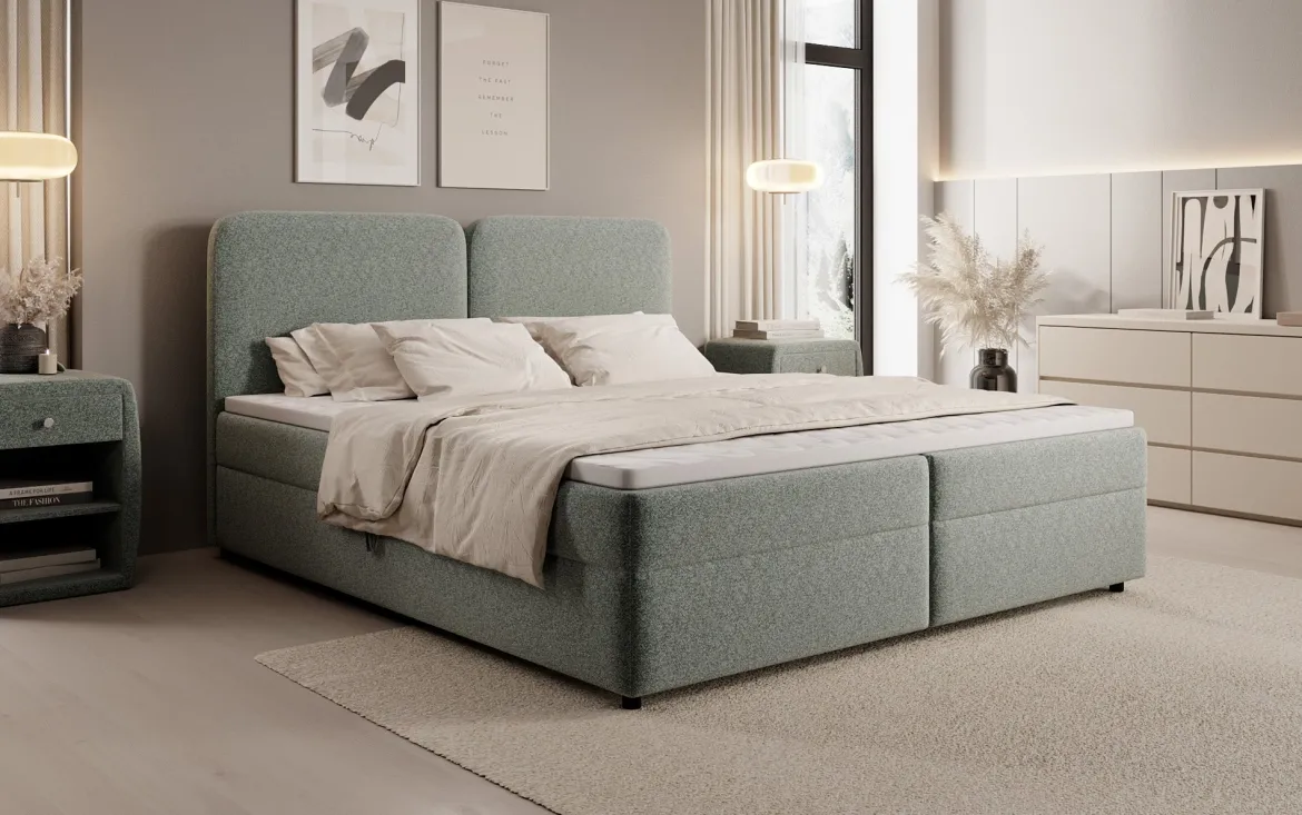 Boxspringbett Mira in Strukturstoff mit Stauraum