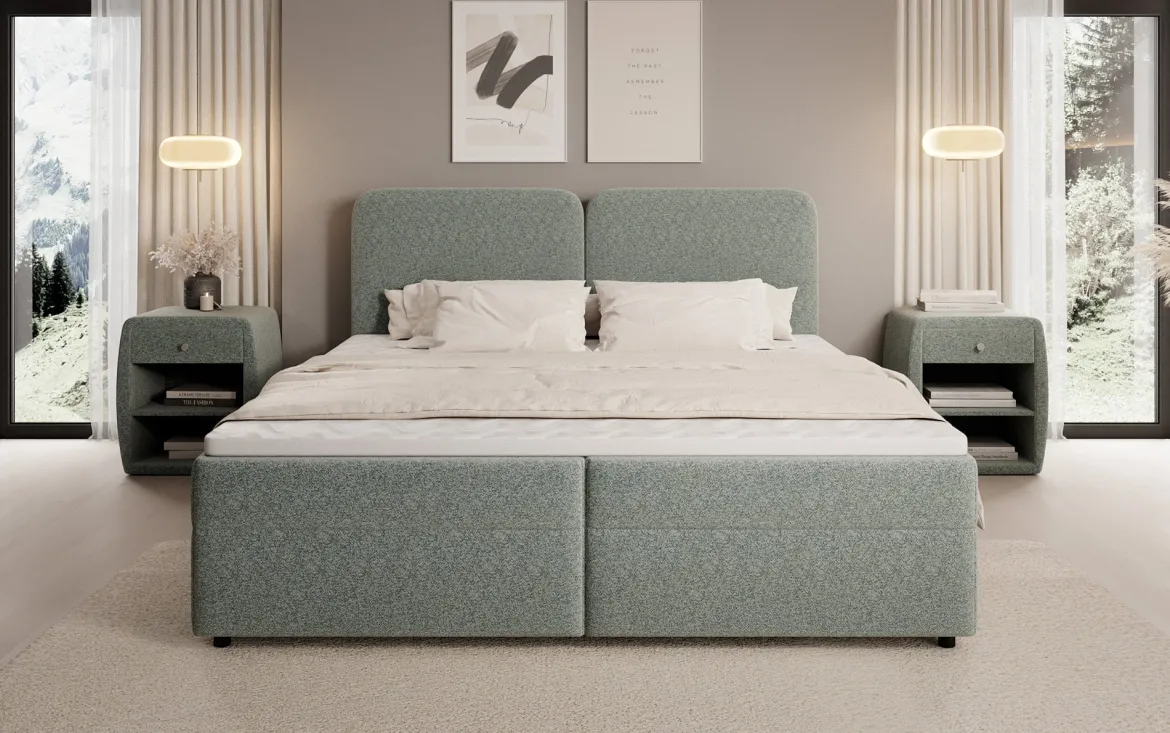 Boxspringbett Mira in Strukturstoff mit Stauraum