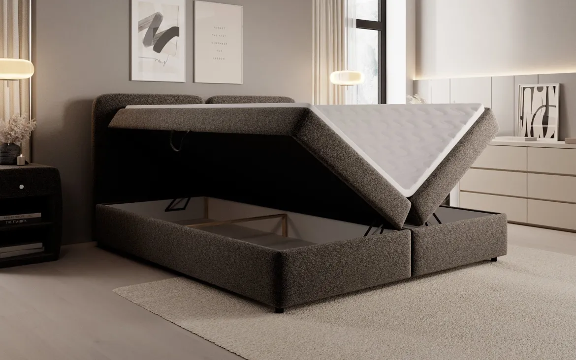 Boxspringbett Mira in Strukturstoff mit Stauraum