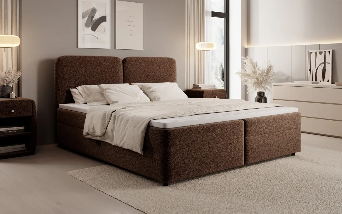 Boxspringbett Mira in Strukturstoff mit Stauraum