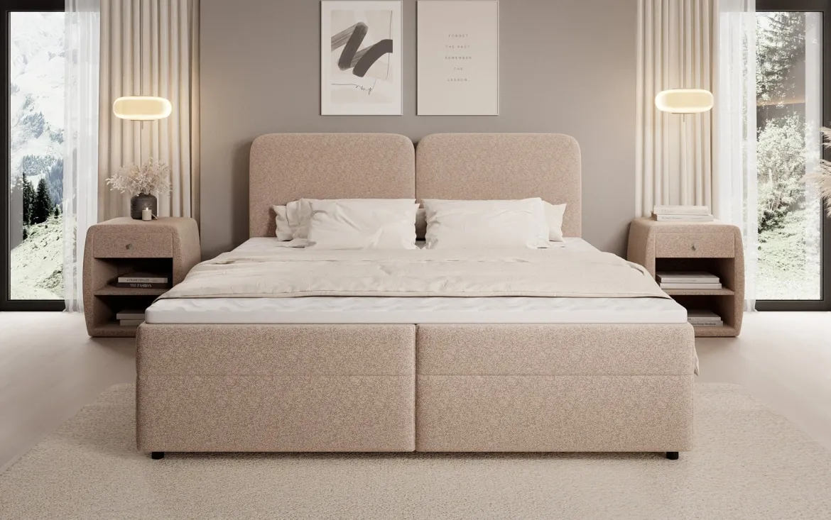Boxspringbett Mira in Strukturstoff mit Stauraum
