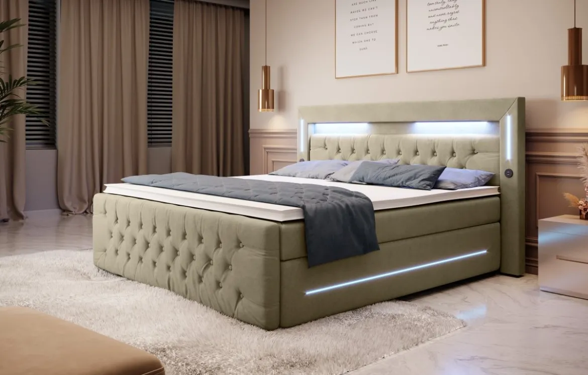 Boxspringbett Moonlight mit LED, USB und Stauraum
