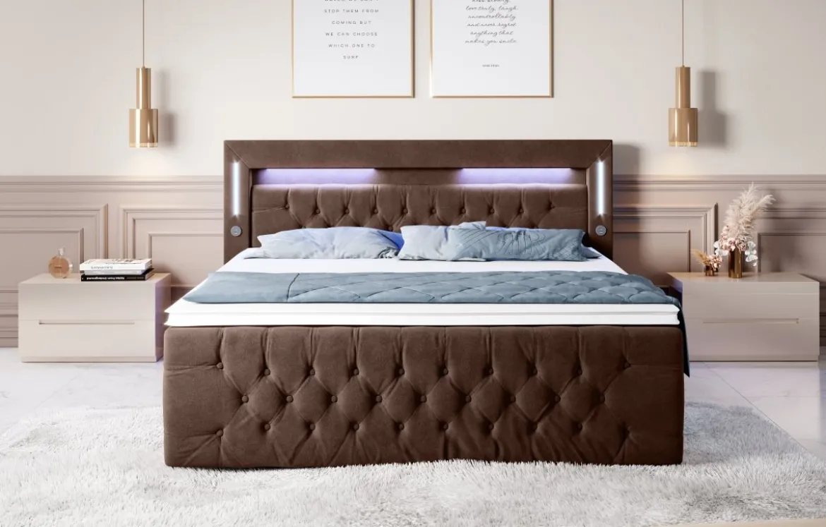 Boxspringbett Moonlight mit LED, USB und Stauraum
