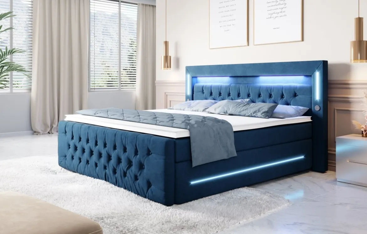 Boxspringbett Moonlight mit LED, USB und Stauraum