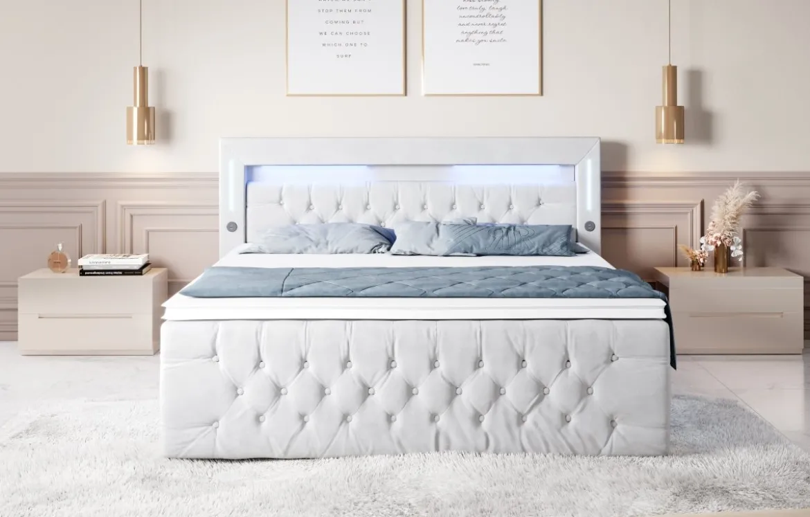 Boxspringbett Moonlight mit LED, USB und Stauraum
