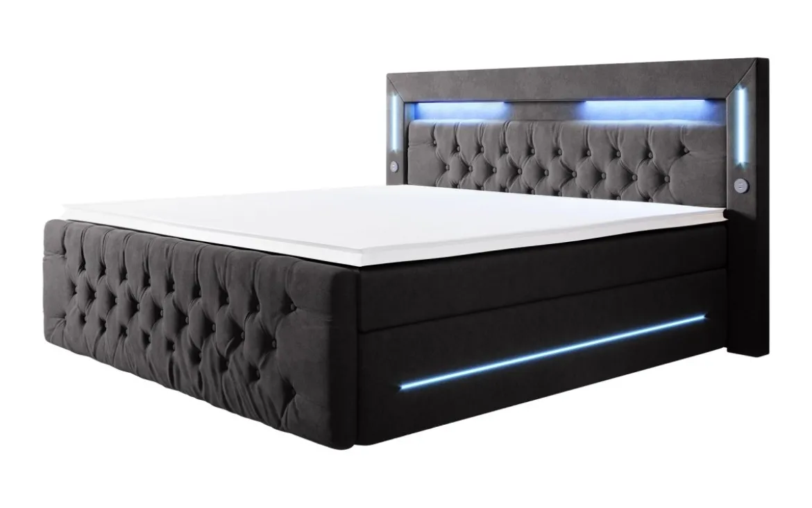 Boxspringbett Moonlight mit LED, USB und Stauraum