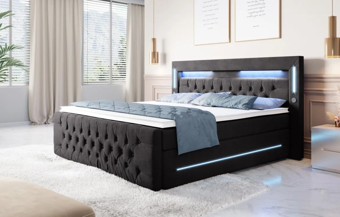 Boxspringbett Moonlight mit LED, USB und Stauraum