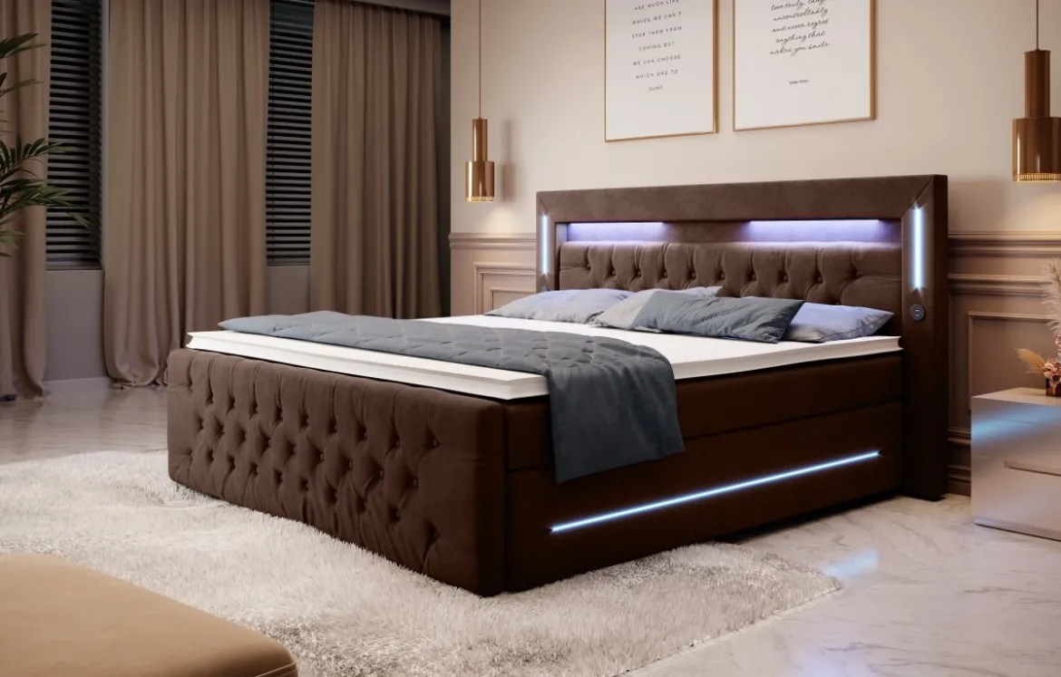 Boxspringbett Moonlight mit LED, USB und Stauraum