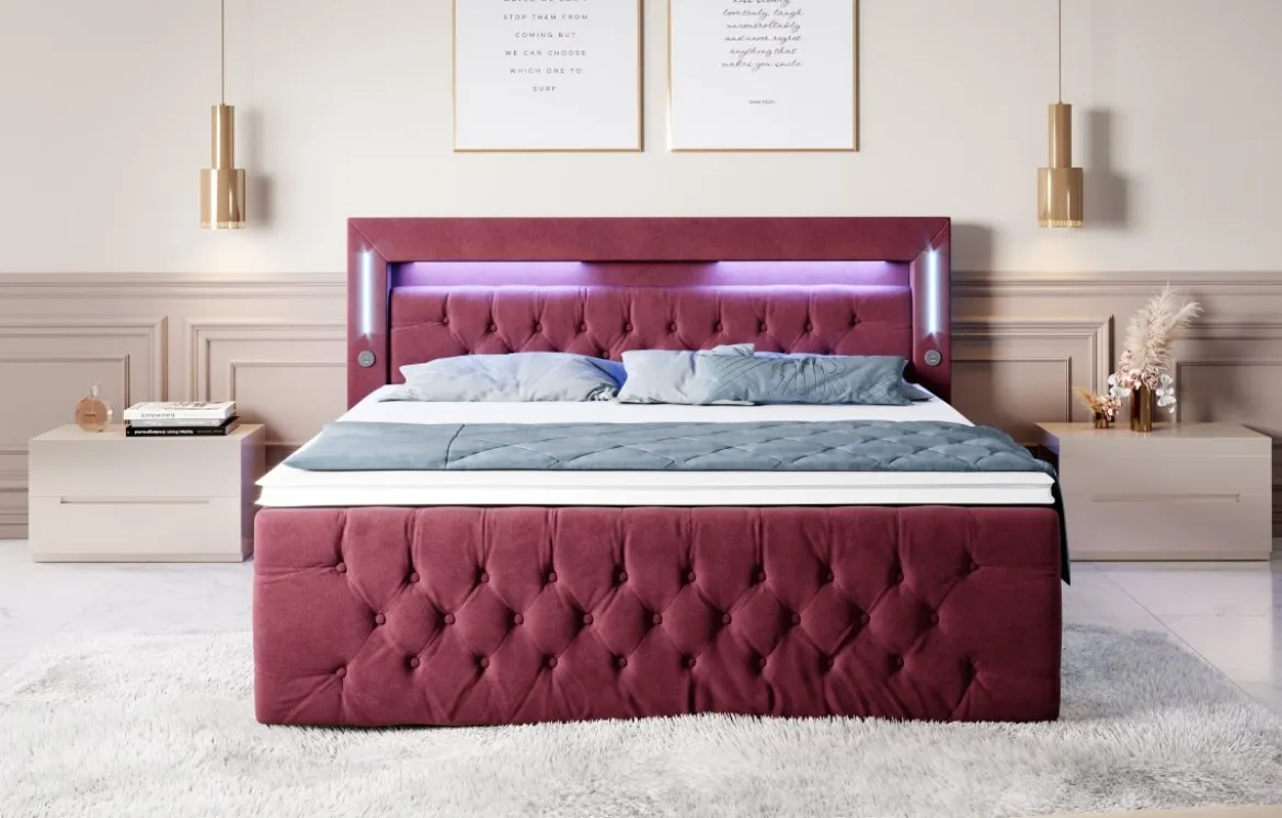 Boxspringbett Moonlight mit LED, USB und Stauraum