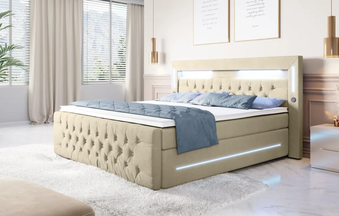 Boxspringbett Moonlight mit LED, USB und Stauraum