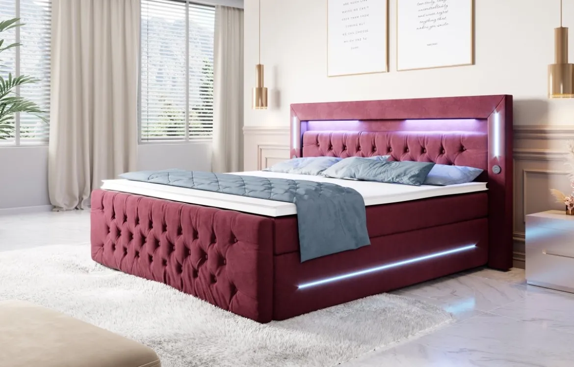 Boxspringbett Moonlight mit LED, USB und Stauraum