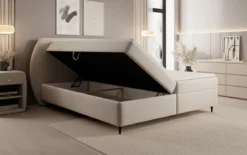 Boxspringbett Nara in Strukturstoff mit Stauraum