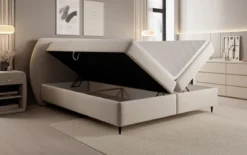 Boxspringbett Nara in Strukturstoff mit Stauraum