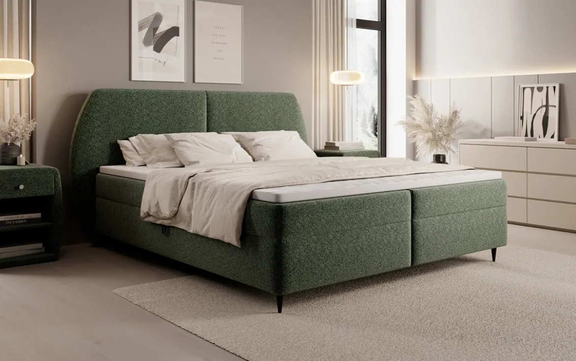 Boxspringbett Nara in Strukturstoff mit Stauraum