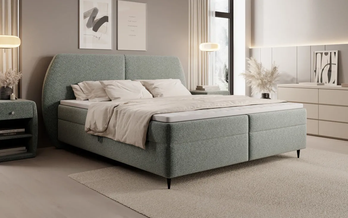 Boxspringbett Nara in Strukturstoff mit Stauraum
