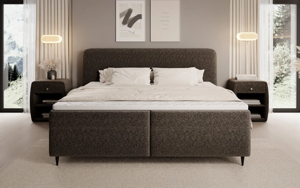 Boxspringbett Nea in Strukturstoff mit Stauraum