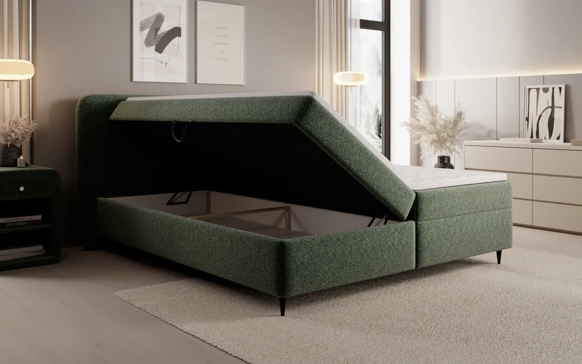 Boxspringbett Nea in Strukturstoff mit Stauraum