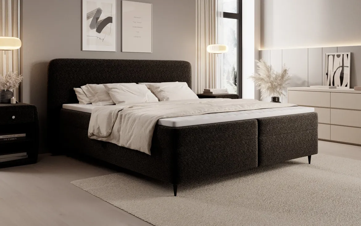 Boxspringbett Nea in Strukturstoff mit Stauraum