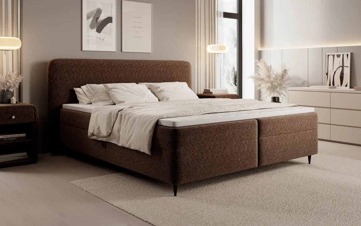 Boxspringbett Nea in Strukturstoff mit Stauraum