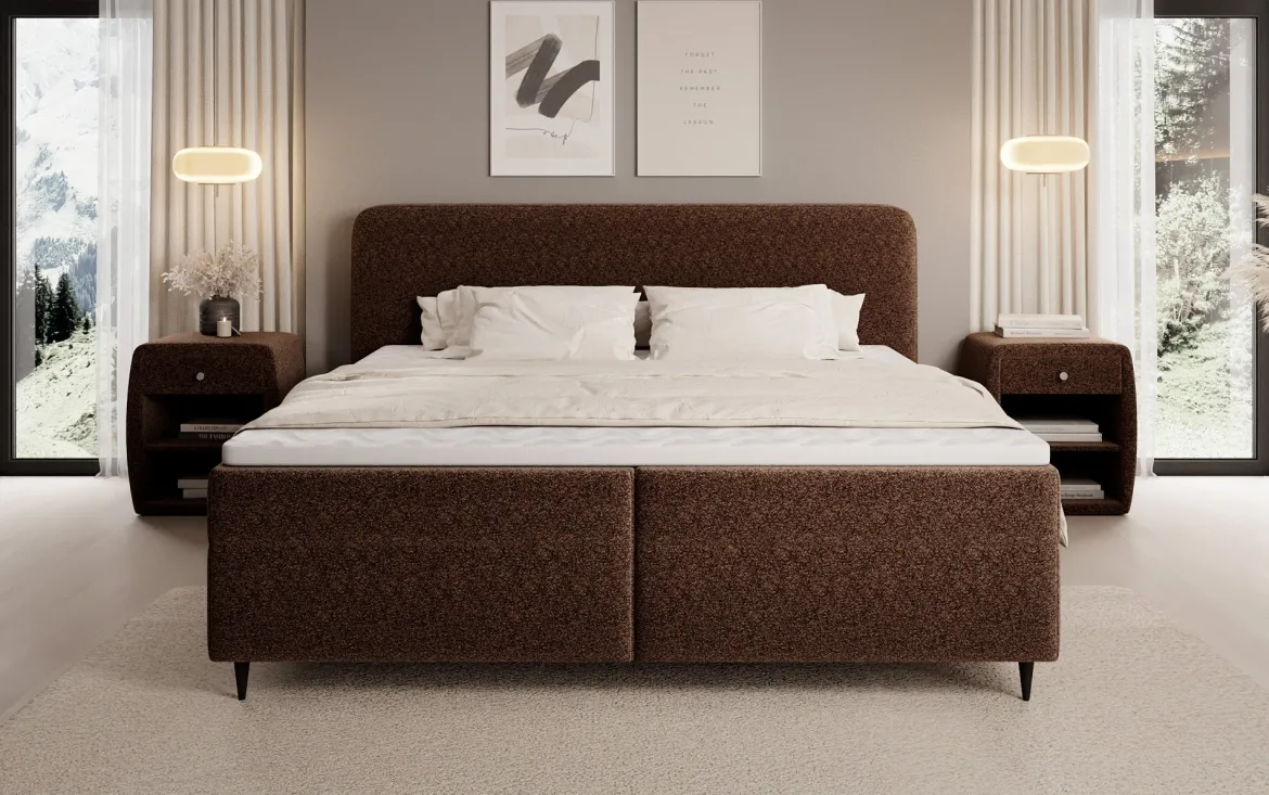 Boxspringbett Nea in Strukturstoff mit Stauraum