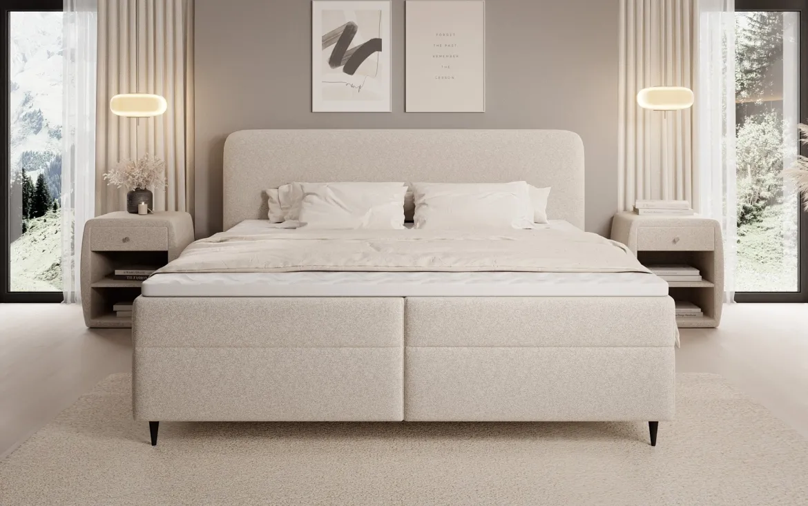 Boxspringbett Nea in Strukturstoff mit Stauraum