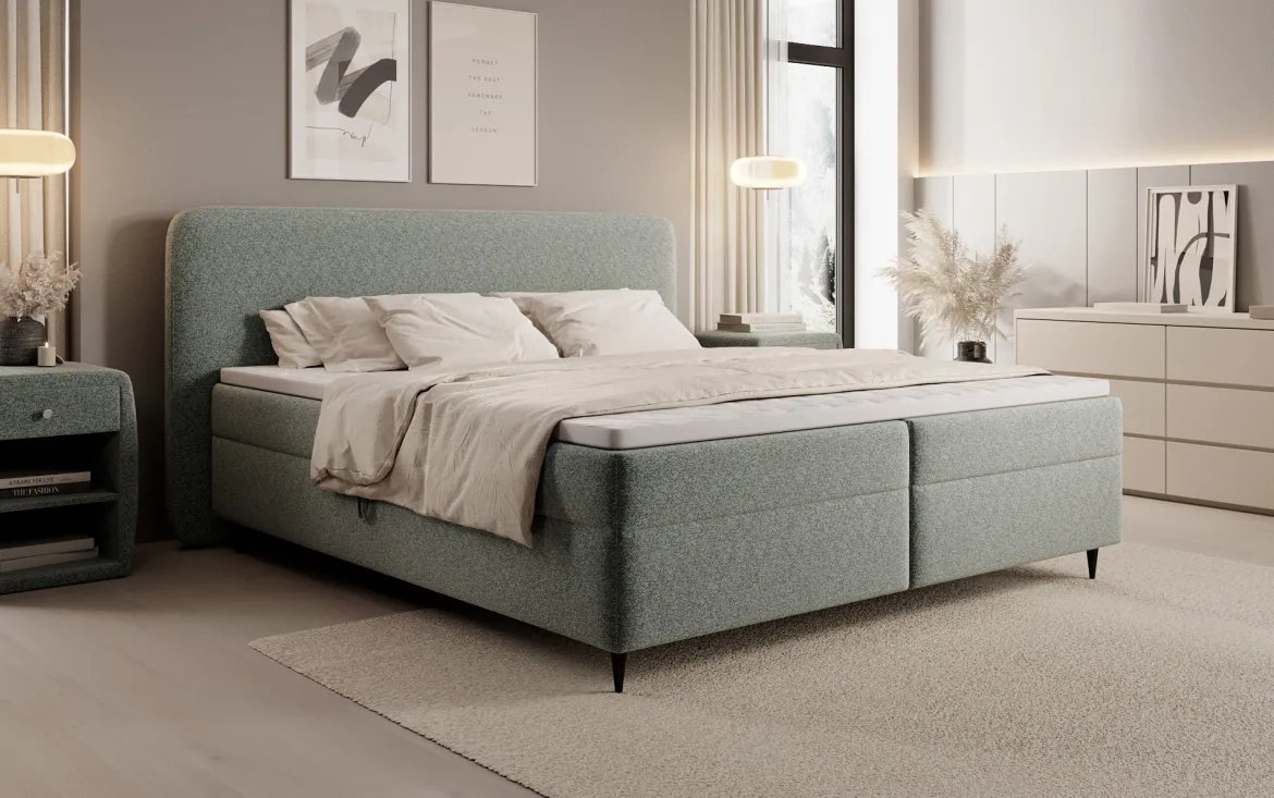 Boxspringbett Nea in Strukturstoff mit Stauraum