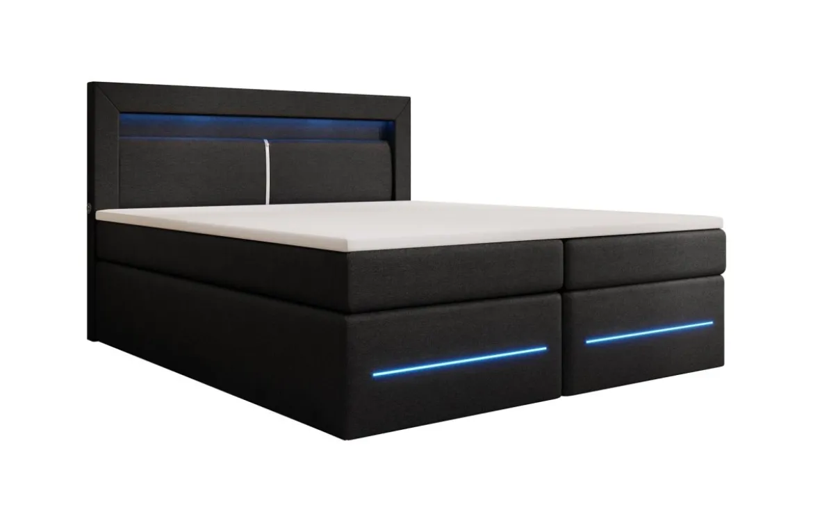 Boxspringbett Nera mit LED, USB und Stauraum