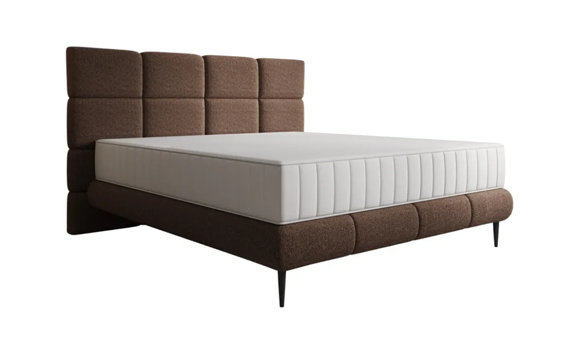 Boxspringbett Nessa mit hohen Füßen in Teddy Bouclé