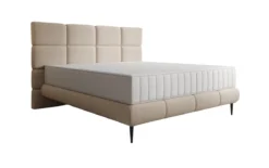 Boxspringbett Nessa mit hohen Füßen in Teddy Bouclé