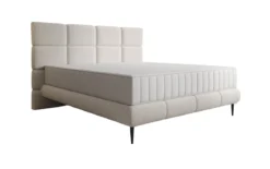 Boxspringbett Nessa mit hohen Füßen in Teddy Bouclé
