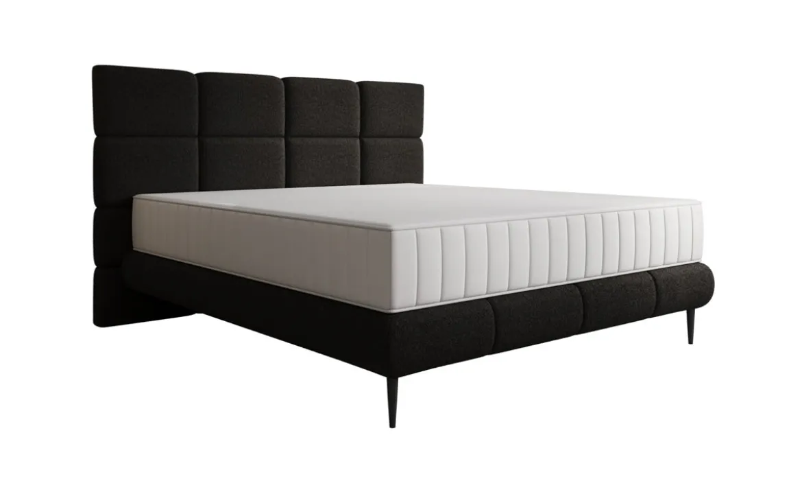 Boxspringbett Nessa mit hohen Füßen in Teddy Bouclé