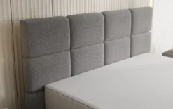 Boxspringbett Nessa mit hohen Füßen in Teddy Bouclé