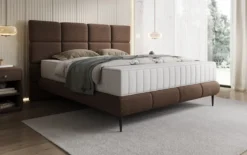 Boxspringbett Nessa mit hohen Füßen in Teddy Bouclé