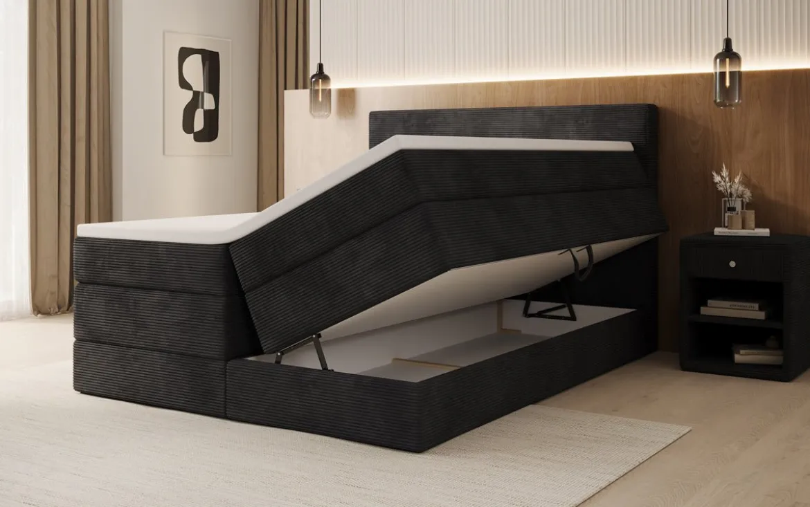 Boxspringbett Noren mit Stauraum in Cord