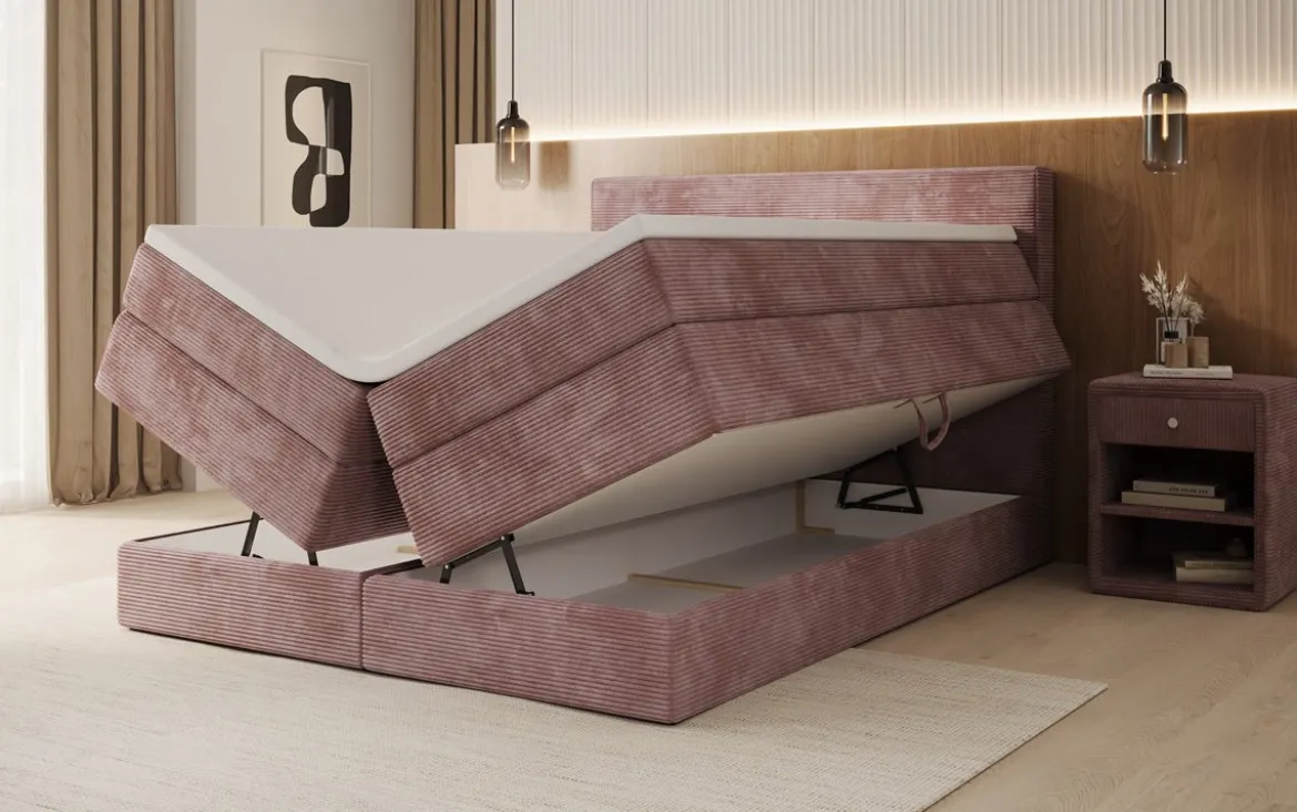 Boxspringbett Noren mit Stauraum in Cord