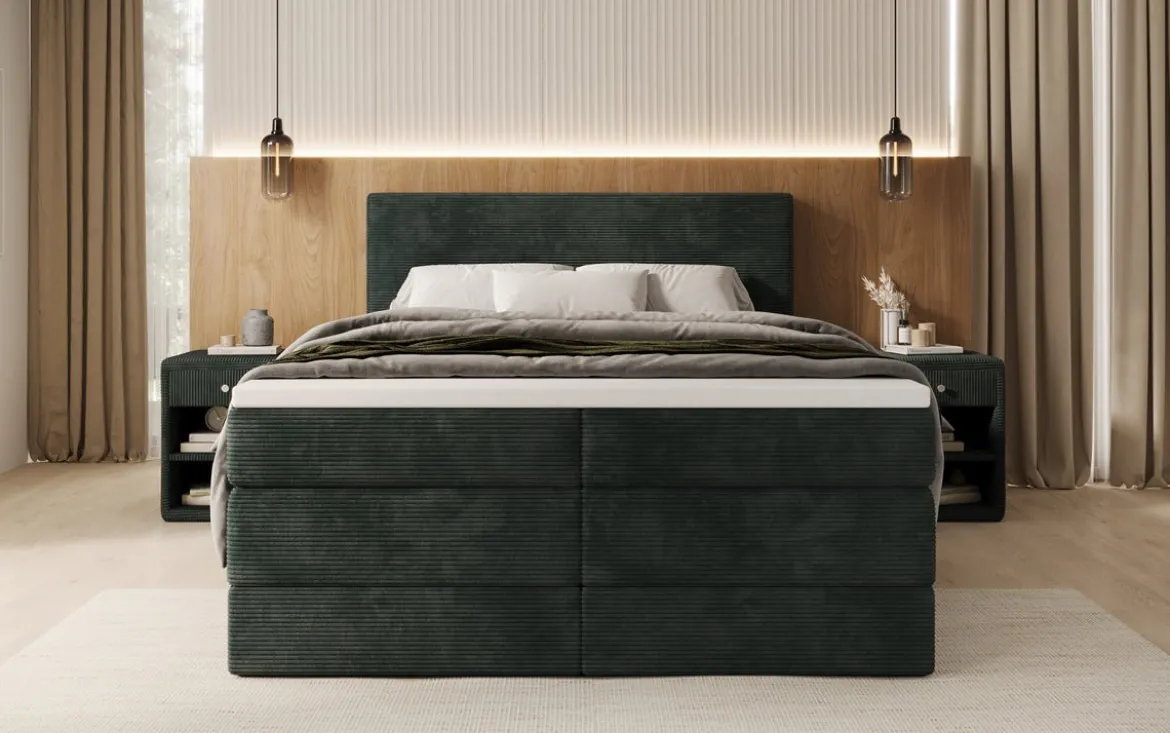 Boxspringbett Noren mit Stauraum in Cord