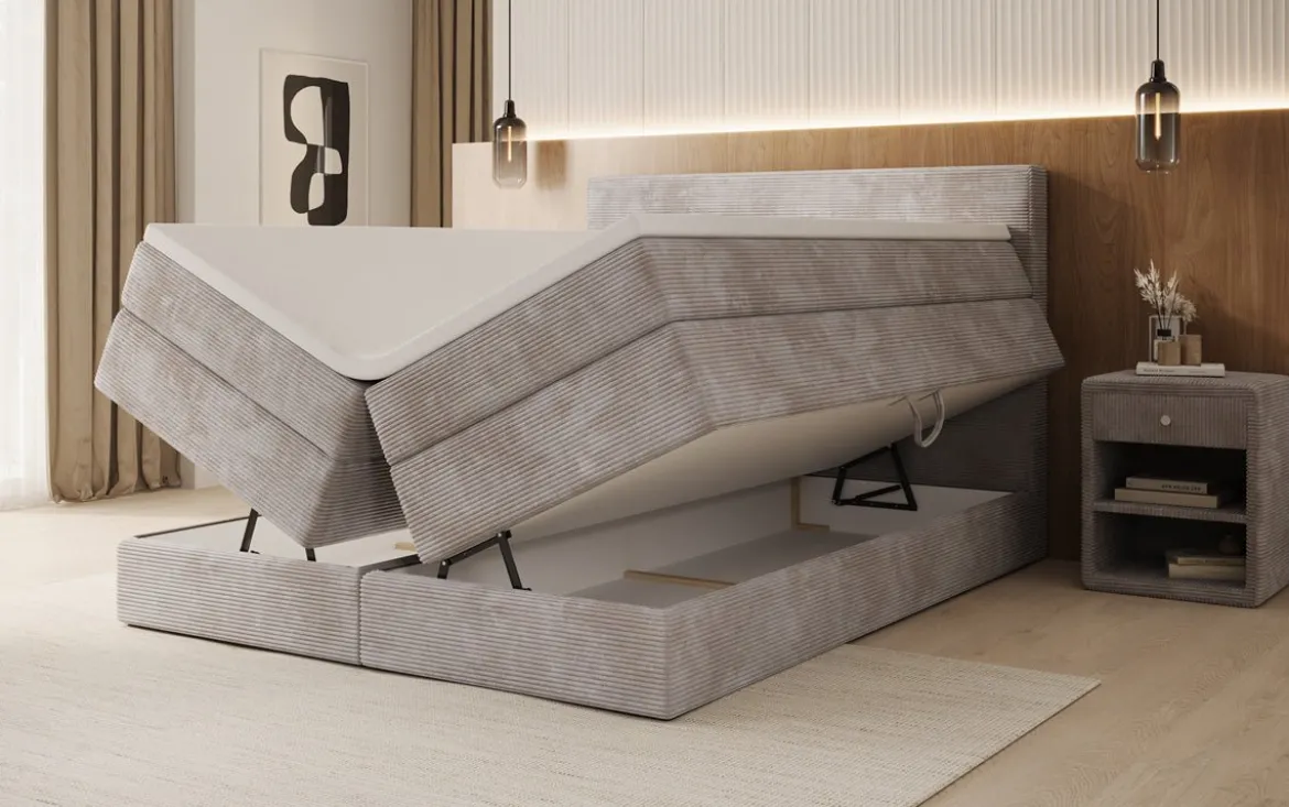 Boxspringbett Noren mit Stauraum in Cord