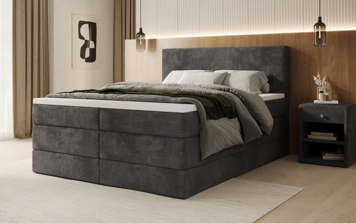 Boxspringbett Noren mit Stauraum in Cord