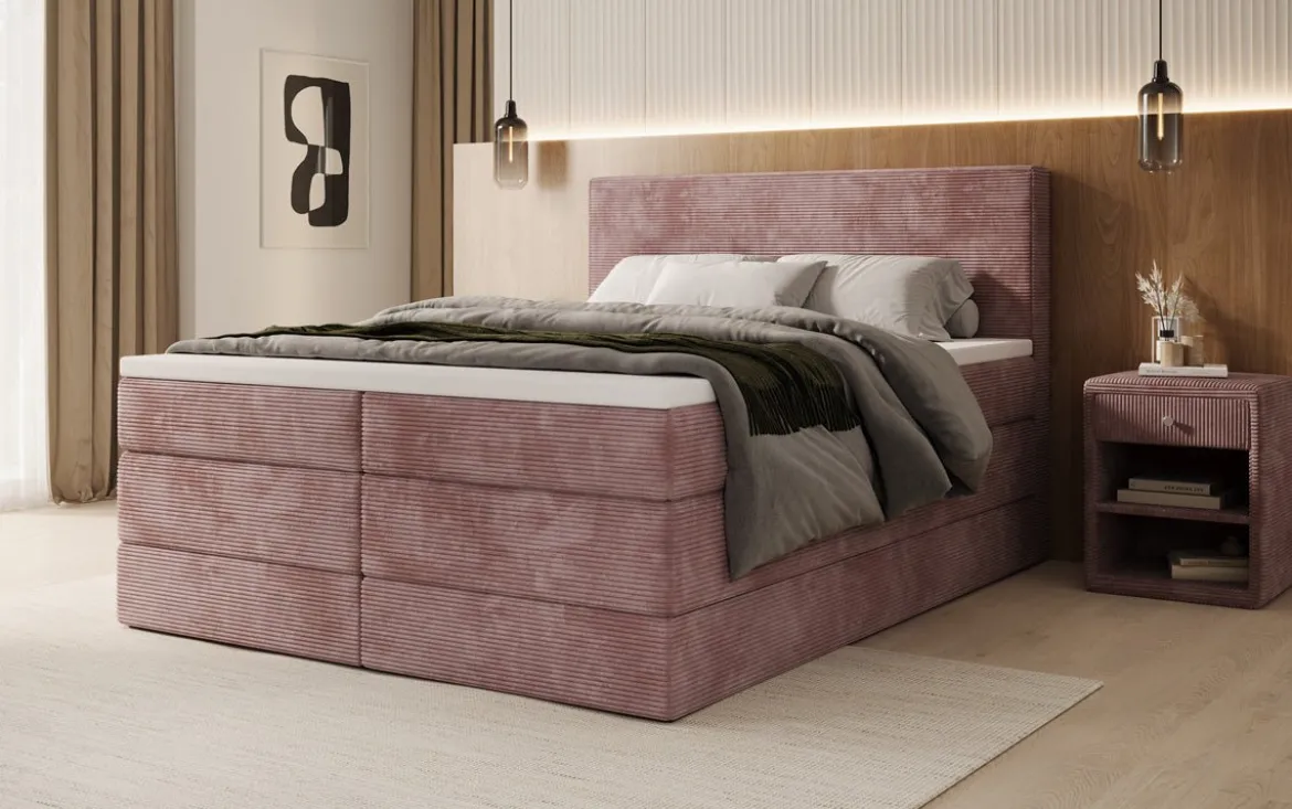 Boxspringbett Noren mit Stauraum in Cord