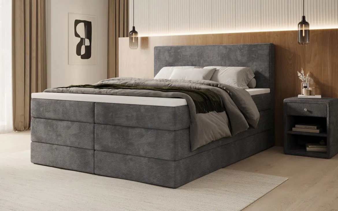 Boxspringbett Noren mit Stauraum in Cord