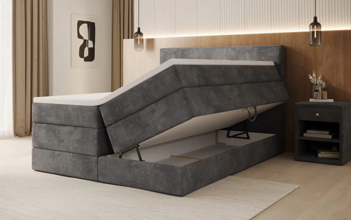 Boxspringbett Noren mit Stauraum in Cord