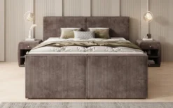 Boxspringbett Ophelia II mit hochklappbarem Stauraum in Cord
