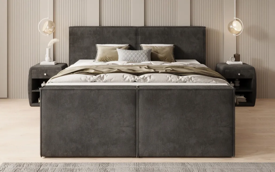 Boxspringbett Ophelia II mit hochklappbarem Stauraum in Cord