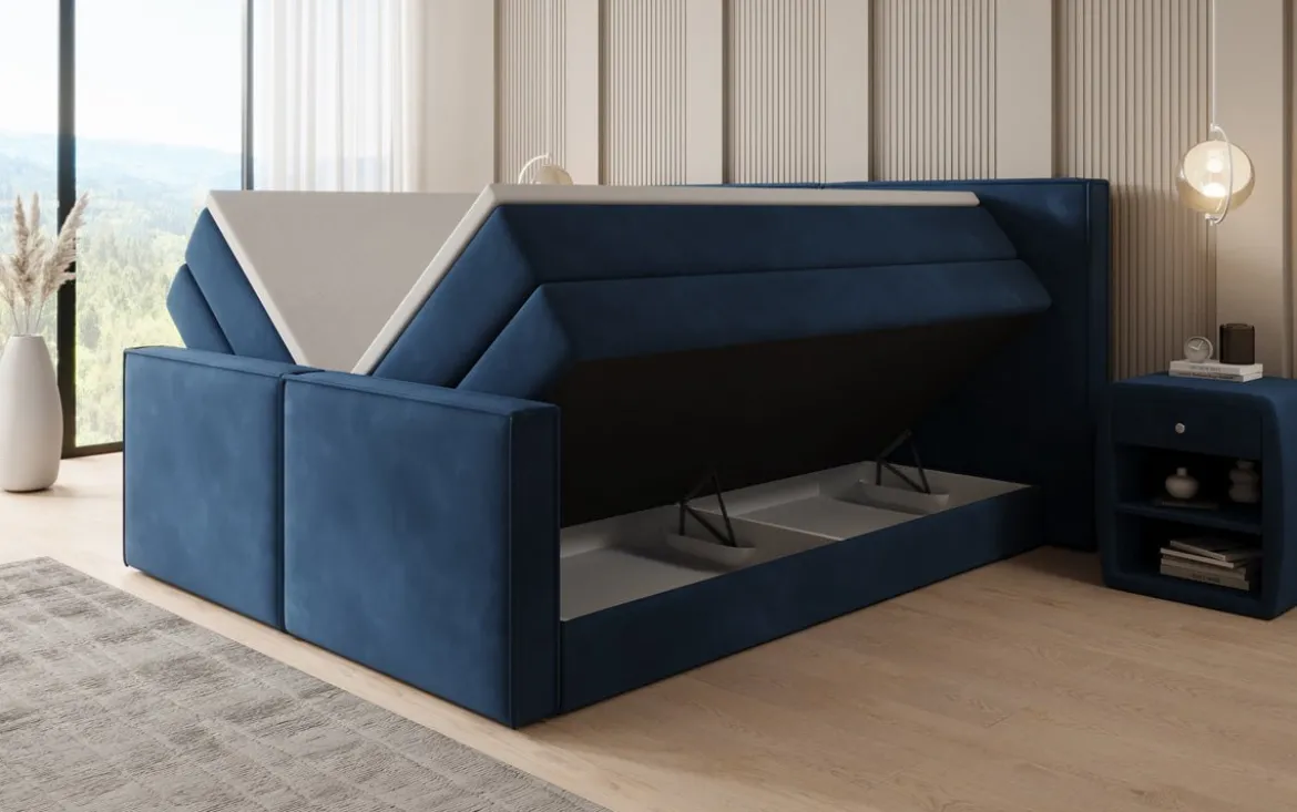 Boxspringbett Ophelia II mit hochklappbarem Stauraum in Samt